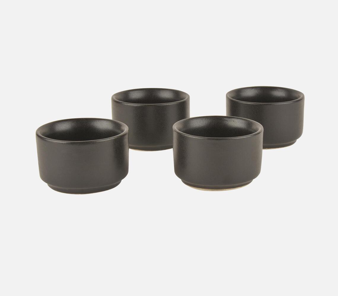 HAND GLAZED SOLID EBONY CERAMIC DIP BOWLS (SET OF 4)