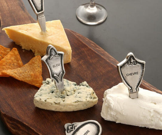 HAND ENGRAVED STAINLESS STEEL CHEESE MARKERS (SET OF 4)