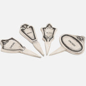 HAND ENGRAVED STAINLESS STEEL CHEESE MARKERS (SET OF 4)