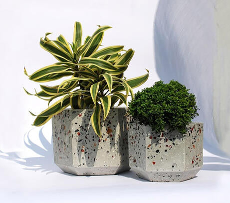 HANDMADE CONCRETE TERRAZZO TABLE PLANTERS (SET OF 2)