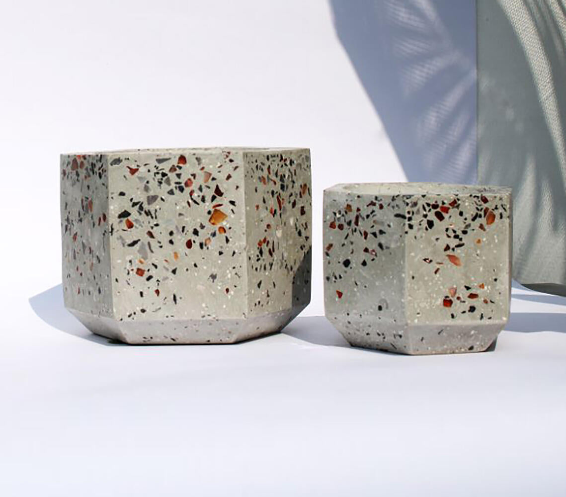 HANDMADE CONCRETE TERRAZZO TABLE PLANTERS (SET OF 2)