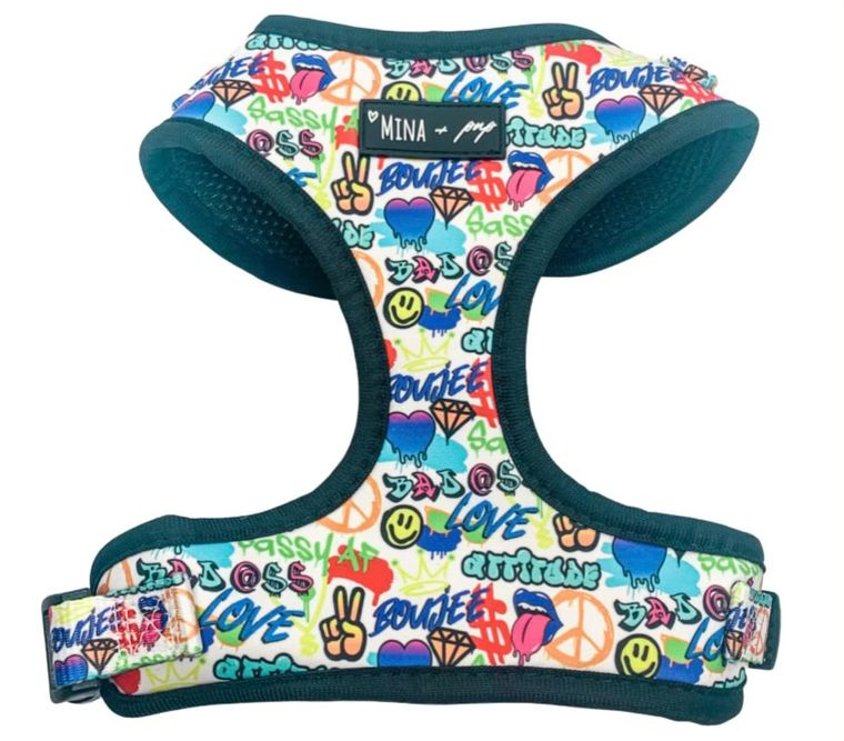 “ATTITUDE COLLECTION: GRAFFITI” DOG & CAT ADJUSTABLE HARNESS